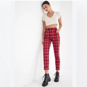 Urban Outfitters Red Plaid Tapered Pants